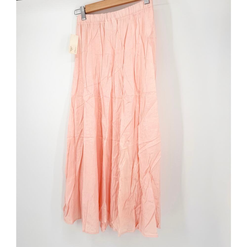 Vintage NWT Pink Crinkle Tiered Maxi Skirt Coquette Romantic Balletcore Feminine